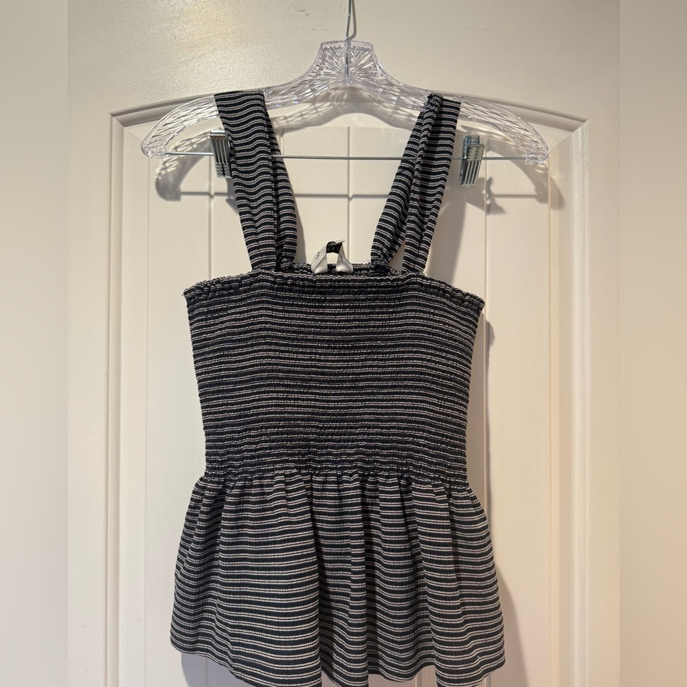 Madewell Black and White Striped Tank Top